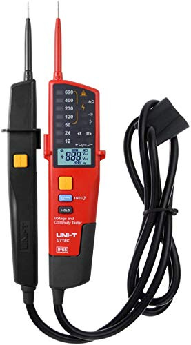 Voltage Tester, Voltage and Continuity Tester with AC/DC Detection, Volt Meter for 12V-690V AC/DC, Waterproof Design, LCD Display & Audible Buzzer UT18C
