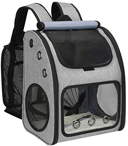 COVONO Expandable Cat Backpack Carrier, Airline Approved Pet Carrier for Cats & Small Dogs, Breathable Mesh, Bubble Window, Anti-Collapse, for Travel Hiking Camping, Hold Pets Up to 18 Lbs