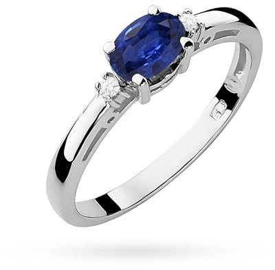 MARKO Weißgold Damen Verlobungsring aus Gold mit 0,30 Karat Saphir und 0,03 Karat Diamanten, 14 Karat Gold (585) | Goldring mit Box | Goldring für Frauen (Weißgold, 55 (17.5))