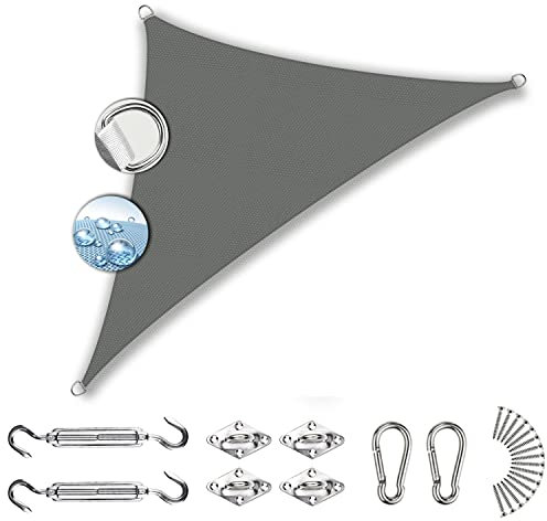 Linmssd Tenda Parasole Vela Ombreggiante 6x6x7m, Telo ombreggiante, Resistente e Traspirante con Kit di Fissaggio Professionale per Terrazze Vela Tenda da Sole - Grigio Scuro