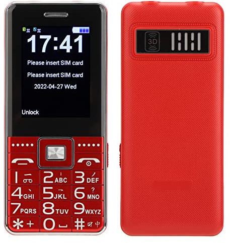 Zunate G600 Entsperrtes Mobiltelefon für Senioren mit Großen Tasten, 2G, 6800 MAh, SOS-Taste, Taschenlampe, Dual-SIM, Laute Stimme, 2,4-Zoll-Bildschirm für ältere Menschen(Rot)