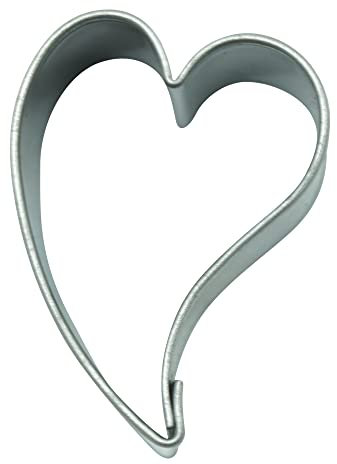 BekkiB - Emporte-pièce en acier inoxydable pour décoration de gâteaux, forme de cœur incliné env. 3 cm, passe au lave-vaisselle, convient pour pâte d'amande et fondant, 1 pièce