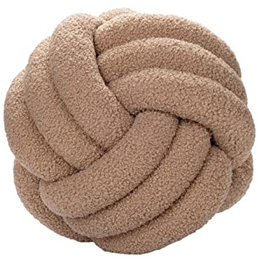 SHINROAD Knot Ball Pillow, Knotted Ball Throw Pillow Ultra Soft Companionship Decorative Hand-woven Knotted Ball Lamb Velvet Sofa Cushion, Knot Cushion, Sofa Pillow (Khaki)