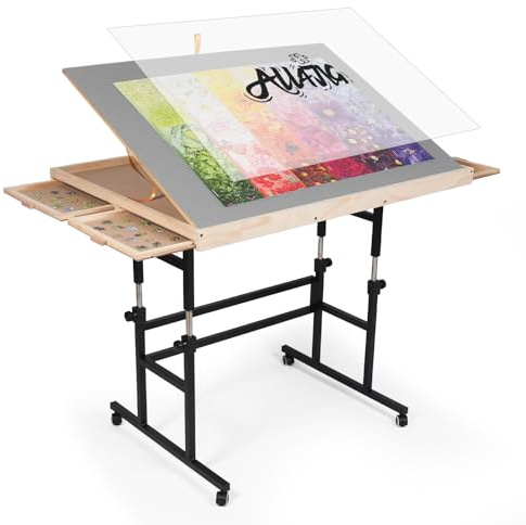 ALL4JIG 1500 Piece Jigsaw Puzzle Table with Legs, 24.53x33.19Adjustable Puzzle Tables for Adults, 3-Tilting-Angle Portable Wooden Jigsaw Puzzle Board Portable with 4 Drawers & Cover