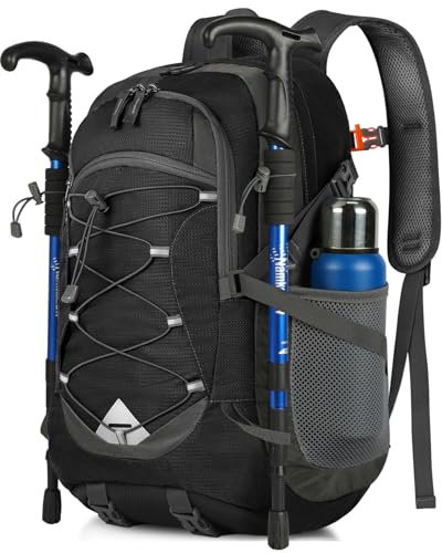 IGOLUMON 40L Mochila de Senderismo para Hombre Mujer Ultraligera Plegable Mochilas de Marcha Impermeable Macuto de Viaje para Senderismo, Camping, Bicicleta, Deportes al Aire Libre, Negra