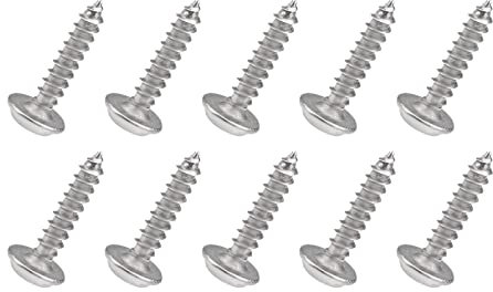 QUARKZMAN 2x10mm selbstschneidende Schrauben x 50Stk. 304 Edelstahl Kreuzschlitzschraube Befestigungselemente Bolzen Flachkopf für Bau und Reparatur, [Silber]