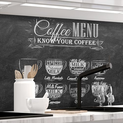 Stickerprofis Küchenrückwand Matt selbstklebend - BISTRO MENU - 0.5mm versteifte PET Folie, zuschneidbar, Spritzschutz PRO 60 x 220cm