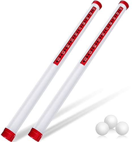 Deekin 2 Pieces Golf Ball Retriever Plastic Clear Picker Upper Tube Golf Ball Shagger Grabber Collector, Professional Pickup Tool Device for Men Women, 35.4 Inch (Red)