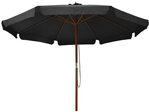 FIRBNUS Ombrellone Da Balcone 330x254 cm Ombrellone Da Spiaggia con Palo in Legno Antivento Ombrelloni Da Giardino Tenda Ombrelloni Da Esterno Antracite