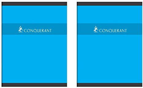 CONQUÉRANT Lot de 2 Cahiers de Devoirs 17x22cm 60 Pages 70G Grands Carreaux coloris aléatoires