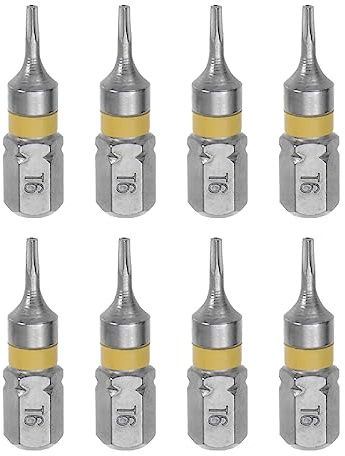 sourcing map 8 Stück T6 Torx Hex Schraubendreher Bit 1/4 Zoll Sechskantschaft 1 Zoll Länge S2 Stahl Magnetische Bohrer-Bits