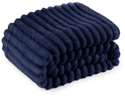 BEDSURE Kuscheldecke 130x170 Zimmer Deko - Tagesdecke, Blau | Geschenke für Frauen, Weich Sofadecke & Wolldecke, Warme Grobe Korddecke für Couch, Schlafzimmer & Wohnzimmer,Waschbar