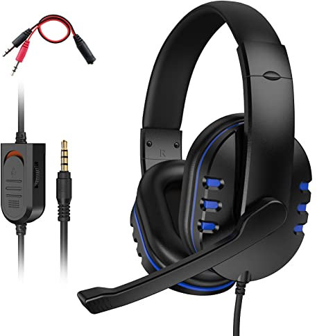 Dhaose Gaming Headset for PS-4, Headset for PS-5 Xbox One s 3.5mm Wired Over-Head Stereo Gaming Headphone with Mic Microphone Volume Control for Xbox One s PC Tablet Laptop Smartphone