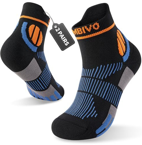 CAMBIVO Kompressionsstrümpfe Herren Damen 2 Paar, Stützstrümpfe 15-20 mmHg, Gepolsterte Kompressionssocken, Compression Socks, Atmungsaktiv Socken für Sport, Reise, Flug, Schwellung, Alltag