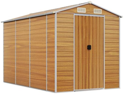 vidaXL Abri de Jardin Marron Clair 191 x 300 x 198 cm en Acier galvanisé