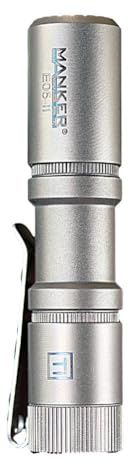 Manker E05 II (Titanium Alloy-Bead Blasted, Cool White Version, 6500K) Compact Flashlight, High Density LED 1300 Lumens, 14500 or AA Battery, IPX8 Waterproof (Excluded Battery)