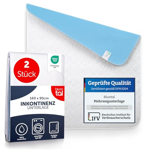 Blumtal® Inkontinenzunterlage waschbar 160x90 cm - Betteinlage für Babys - Oeko-TEX zertifizierte Inkontinenz Bettunterlage Weiss - Bettunterlage wasserdicht - Inkontinenzauflage 160x90 cm - 2er Set