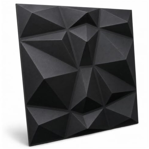 DECCART 3D Wandpaneele Schwarz 50x50 cm 48 Stück | 12 m², Paneele Wand Wall Panels Deko Wandverkleidung Innen Panel Deckenverkleidung Decke Deckenpaneele Platten EPS