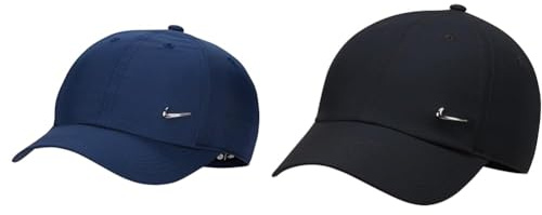 Nike Unisex Kinder Club Baseballkappe, Midnight Navy, Einheitsgröße EU & Unisex Erwachsener Dri-Fit Club, Hut Mit Visier, Black/Metallic Silver, L-XL