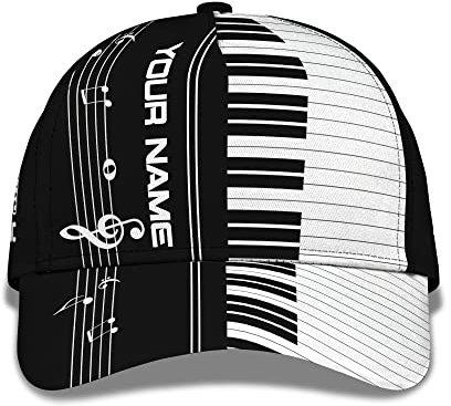 Schirmmütze Basecap Pianist Print Personalisiere Namenstext Wortmütze Mit Klavierflügeltastatur Und Liebesmusik Baseball Mütze Verstellbare Baseballmütze Retro Baseballkappe