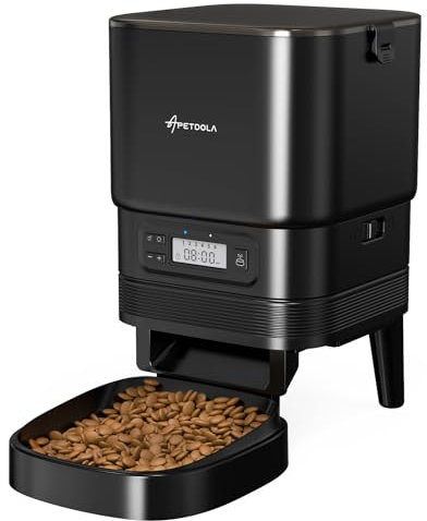 Distributore Automatico Cibo Gatti,4L Dispenser Crocchette Gatto, Registratore Vocale 10s, 1 a 10 Pasti per Distributore Gatti e Cani (Nero, 4L)