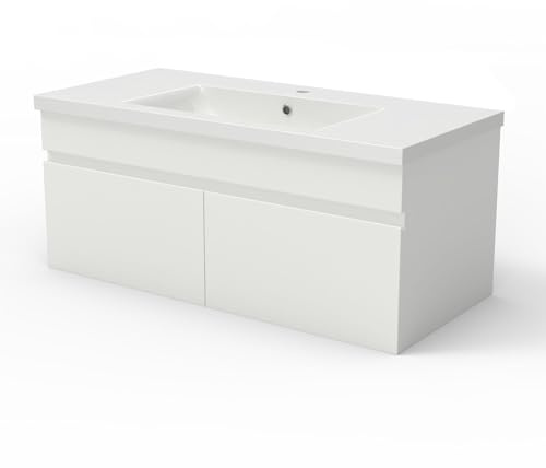 AICA Meuble Simple Vasque 100cm, Meuble Salle de Bain Blanc