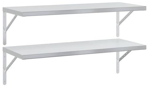 vidaXL Estantes de Pared 2 uds Acero Inoxidable Plateado 100x40 cm, Estante Flotante, Estante Flotante de Pared, Estante de Cuarto de Servicio