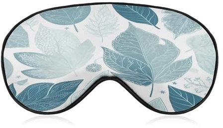 Schlafmaske mit blauem Blättermuster, lichtblockierende Schlafaugenmaske mit blauem Blättermuster, Augenabdeckung mit verstellbarem Riemen, Augenschutz für den Schlaf