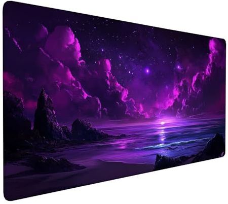 Lila Mauspad 1000 x 500 x 3 mm,XXL Gaming Mauspad Sternenhimmel,Verlängertes Groß Mauspad Schreibtischauflage,Wasserdicht Mauspad,Genähte Kanten Mauspad,Rutschfeste Gummibasis,Mauspad Gamer Y-713