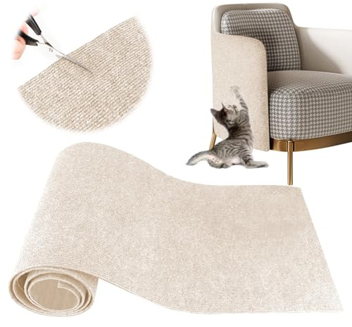 YAOZUP Kratzmatte Katze, 200 * 40cm Kratzteppich Katzen mit Selbstklebend, DIY Zuschneidbare Kratzmatte Katzen, Sofa Kratzschutz Katze, Kratzmatte Katze Wand, DIY Climbing Cat Scratcher (Weiß)