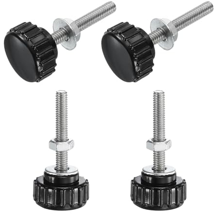 QUARKZMAN 4 Stück Rändelschraube mit Gewinde M4 x 25mm Rundkopfschraube mit Muttern Unterlegscheiben, Flügelschrauben Verzinkter Kohlenstoffstahl Klemmhebel 18mm Klemmknöpfe für Maschine