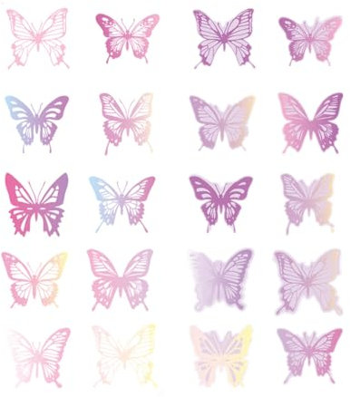 YIHECWY 40 Pcs 3D Butterfly Wall Decor - Holographic Purple Butterfly Wall Stickers for Birthday Party, Kids Nursery, Classroom and Wedding Interior