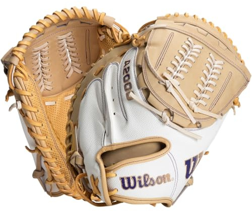 Wilson A2000 Am1 Game Model Spin Control Fastpitch Catcher's Mitt (Wbw101298) Closed Tan/White 34 Right Hand