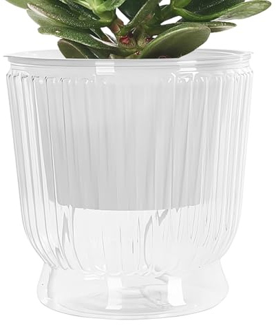 Pianta autoirrigante, vasi idroponici trasparenti, di serbatoio profondo, circolazione 'acqua efficiente, ideale per coltivare violette africane e mantenere orchidee al chiuso