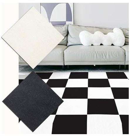 YUNFANOZ Dalles de Moquette Auto-adhésives, Intérieur Lavable Multi-Usage Autocollant(Beige+Black)
