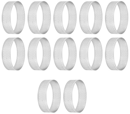 Flaroey 12 Pièces 7 cm Cercles à Circulaires Perforés en Acier Inoxydable pour Aux Fruits, Quiches, Gâteaux, Mousse, Moule de Cuisine, Outil de Cuisson