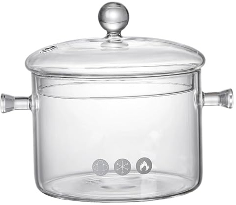 Glaspotte 1, 5 l/50 Unzen klarer Such -Pot -Potpourri mit Deckel und Handles Hitzebeständiges Glaskochgeschirr zum Kochen, Suppe, Milch, Tee