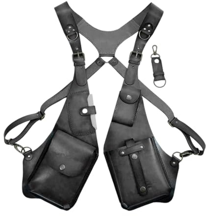 Modeewel Taktische Halfter Tasche Herren Damen Doppelschulter Achseltasche Versteckte Unterarm Schultertasche Umhängetasche Leder Doppel Schulter Unterarmgurt Wallet Handy Halloween Kostüm