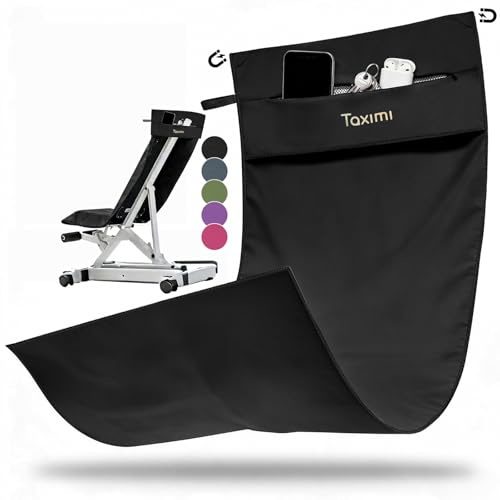 Taximi Fitness Handtuch mit 2 Starken Magneten, 125x50cm Gym Handtuch aus Mikrofaser, Sporthandtuch mit Tasche, Schnelltrocknend & Geruchshemmend für Fitnessstudio