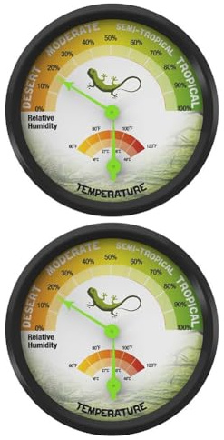 Reptile Thermometer and Hygrometer, 2-Pack Analog Temperature Humidity Gauge for Terrarium, Vivarium, Gecko, Bearded Dragon, Iguana Habitat, 74mm Dial