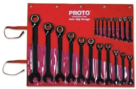 20 pc BLK Chrome Reversible Combo Ratchet Wrench Set-Spline
