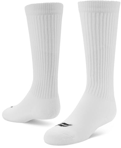 Sof Sole Soccer Over-the-Calf Team Athletic Performance Socks (2 Pair), Large, White
