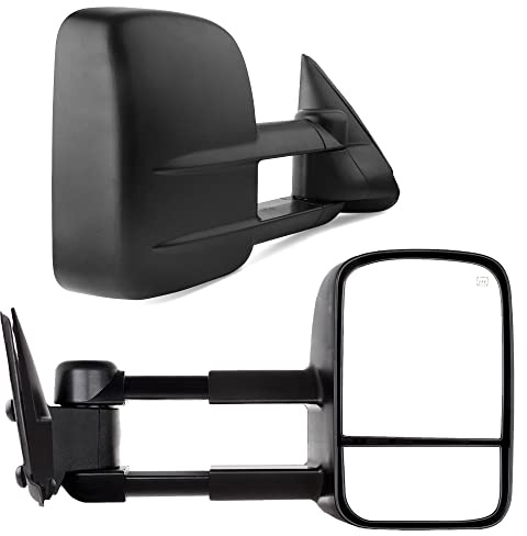 YITAMOTOR Towing Mirrors Compatible with 1999-2002 Chevy Silverado GMC Sierra 1500 2500 3500, 2000 Chevy Tahoe GMC Yukon Power Heated Manual Telescoping Folding Tow Mirrors Pair Set