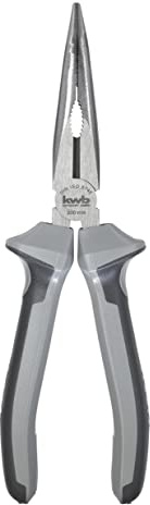 kwb Profi pince à bec plat/pince à bec plat 200 mm 382620, selon DIN ISO 5745, forme courbée à 45°, arêtes de coupe trempées par induction