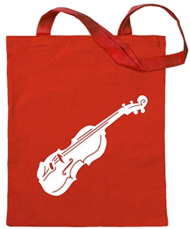 Kiwistar - Baumwolltasche - rot - Geige - Violine - Musik - Tragetasche Stoffbeutel Umhängetasche Langer Henkel