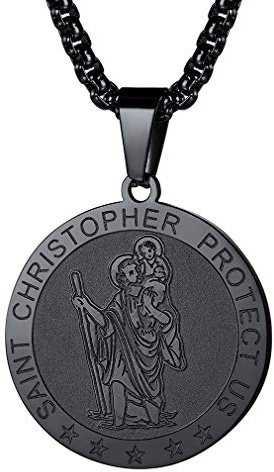 FaithHeart Heiliger Christophorus Kette, Edelstahl/925 Kette mit Anhänger, Schutzamulett mit Christohper Anhänger für Auto Fahrer Reisende, Religiöser Talisman für Geburtstag Vatertag