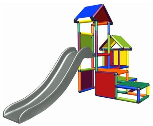 Spielturm Kletterturm Gesa mit Rutsche für Kleinkinder mit Kriechtunnel Mas (7 Farben Multicolor)