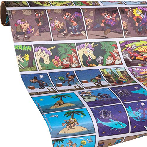 COMIC Geschenkpapier für Kinder & Jugend | 5 Meter Rolle Einpackpapier | passend für Mädchen & Jungs zum Geburtstag, Einschulung, etc.