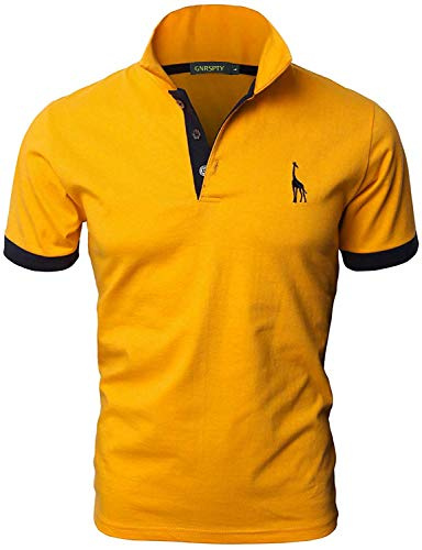 GNRSPTY Hombre Polo de Manga Corta Bordado de Ciervo Deporte Golf Camisa Poloshirt Negocios Camiseta de Tennis Verano T-Shirt