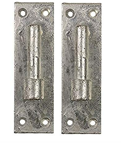 Merriway BH06856 Galvanised Gate Hinge Bracket 134x38mm 13mm Pin Pack of 2 | 4mm thick mounting plate | 4 countersunk fixing holes | Pack of 2 | Gate hinge fitting